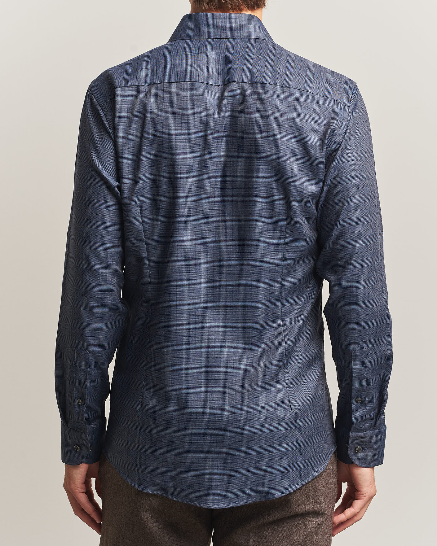 Uomini | Camicie | Eton | Slim Fit Signature Flannel Checked Shirt Dark Blue