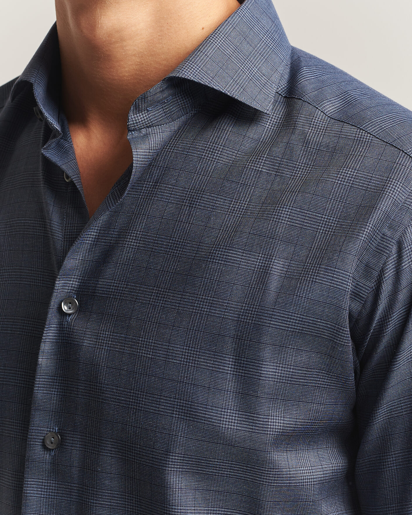 Uomini | Camicie | Eton | Slim Fit Signature Flannel Checked Shirt Dark Blue