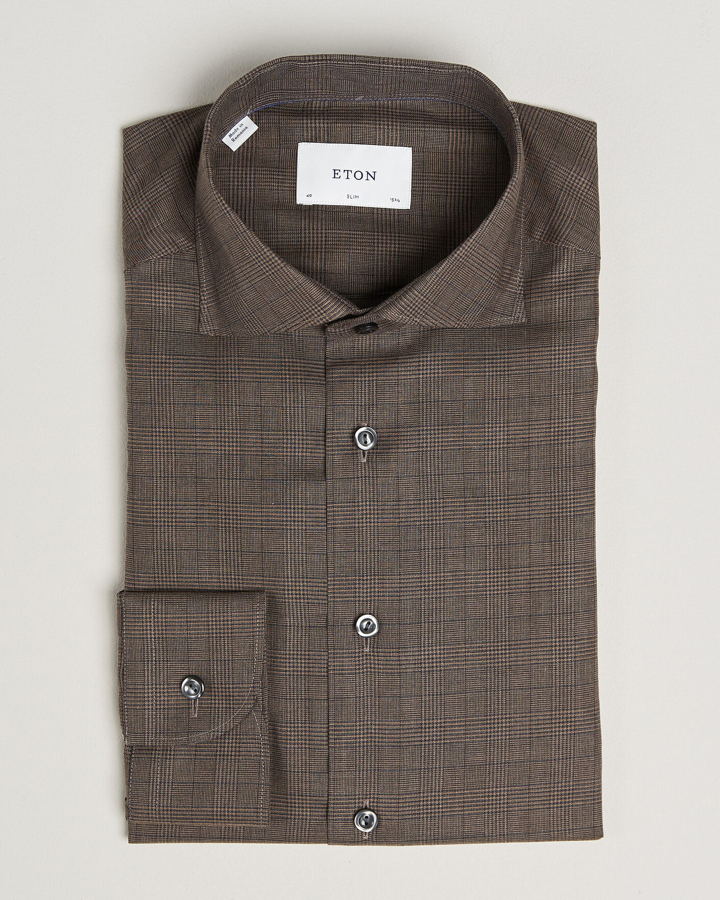 Uomini | Camicie | Eton | Slim Fit Signature Flannel Checked Shirt Dark Brown