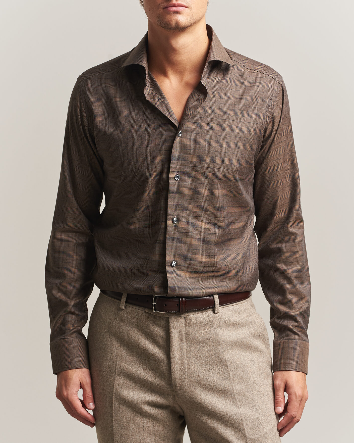 Uomini | Camicie | Eton | Slim Fit Signature Flannel Checked Shirt Dark Brown