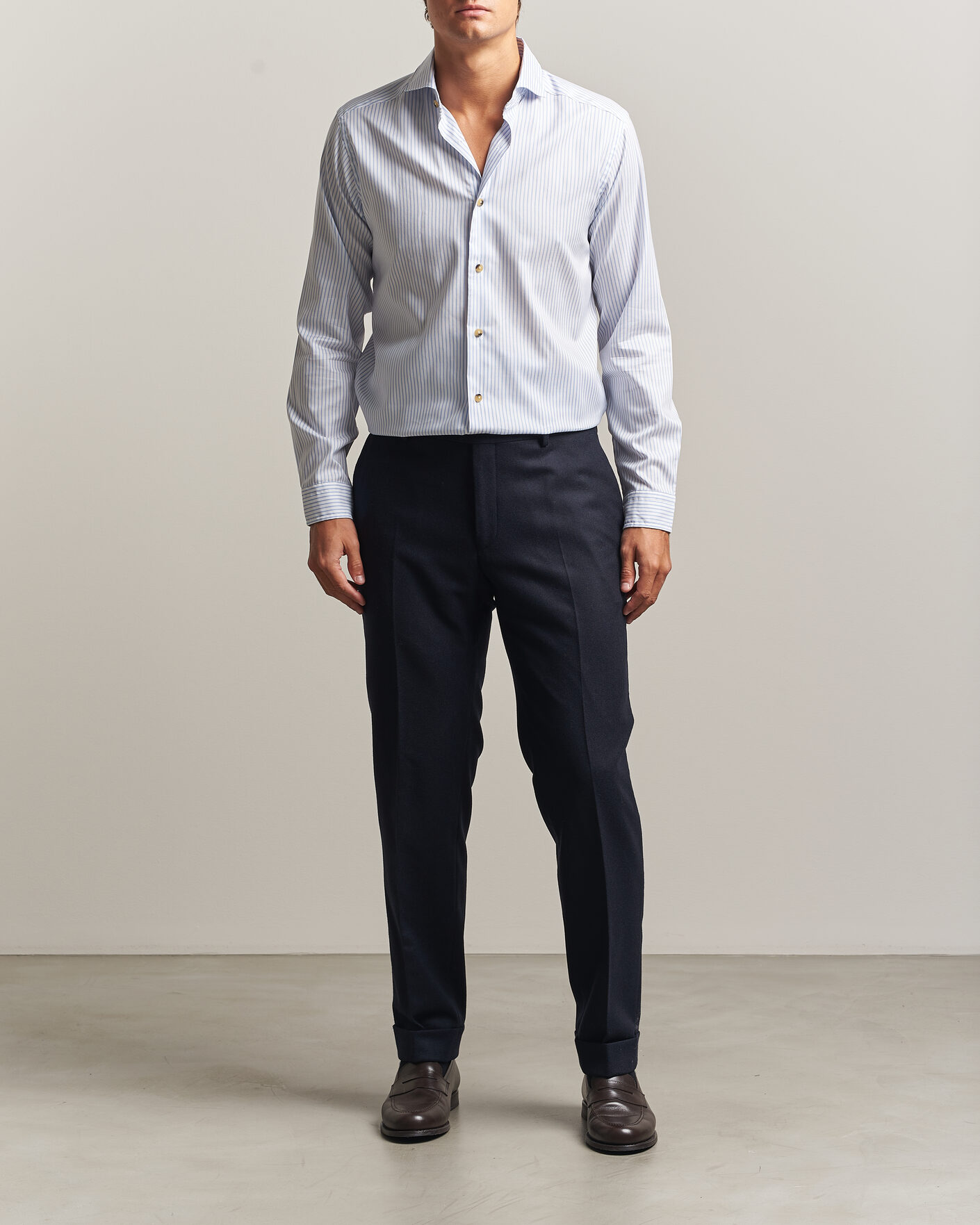 Uomini | Camicie | Eton | Casual Fit Signature Oxford Striped Shirt Light Blue