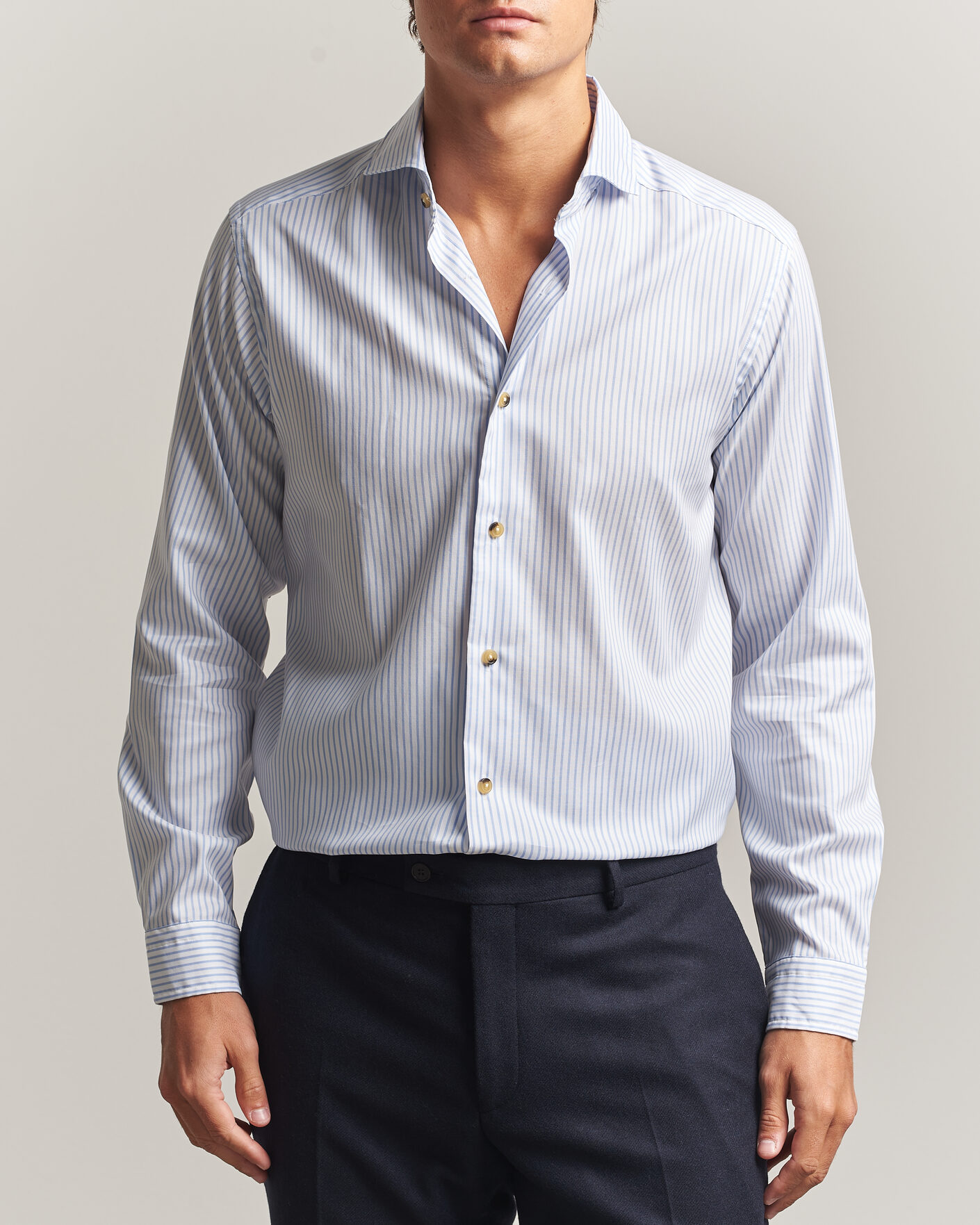Uomini | Camicie | Eton | Casual Fit Signature Oxford Striped Shirt Light Blue