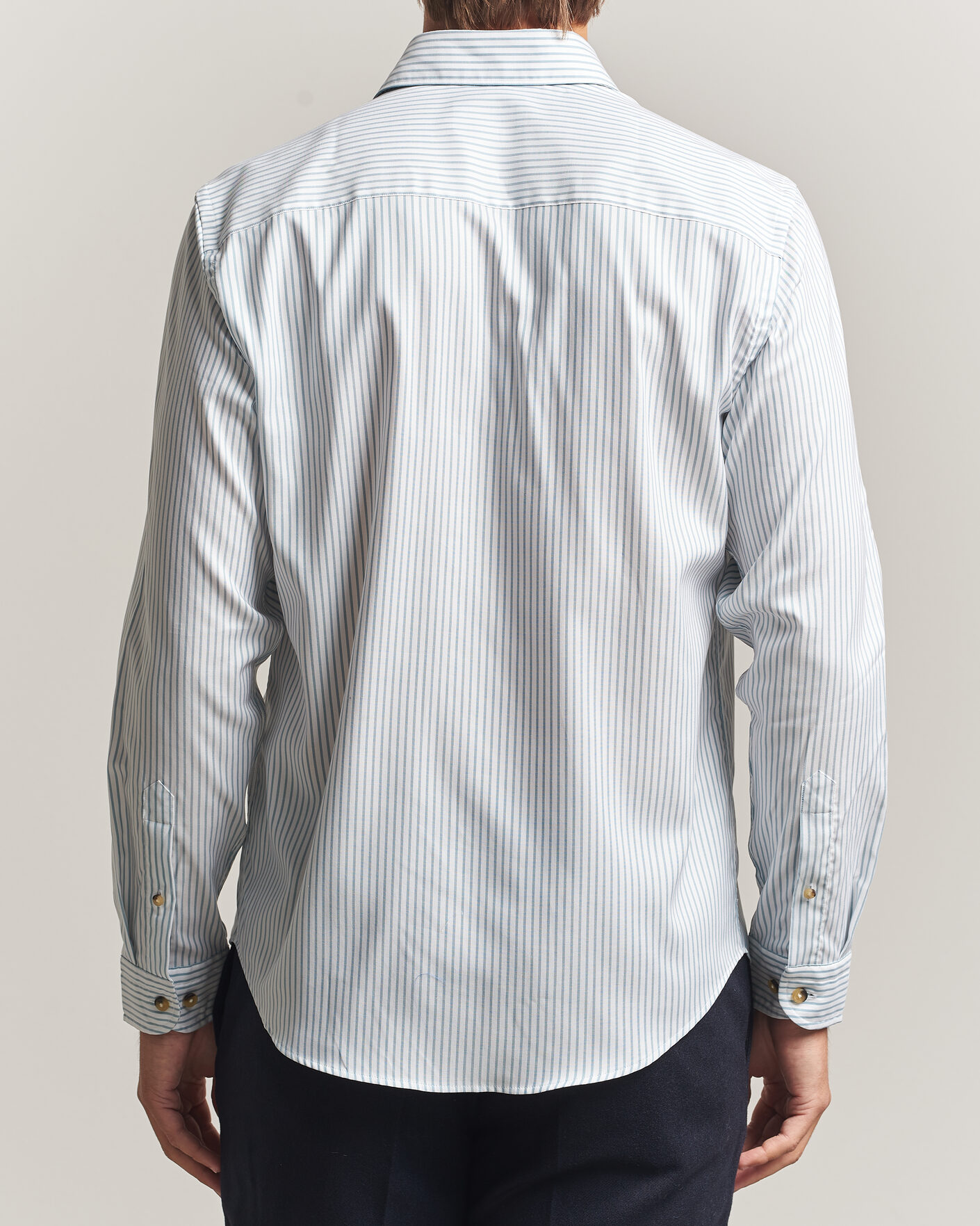 Uomini | Camicie | Eton | Casual Fit Signature Oxford Striped Shirt Mid Blue