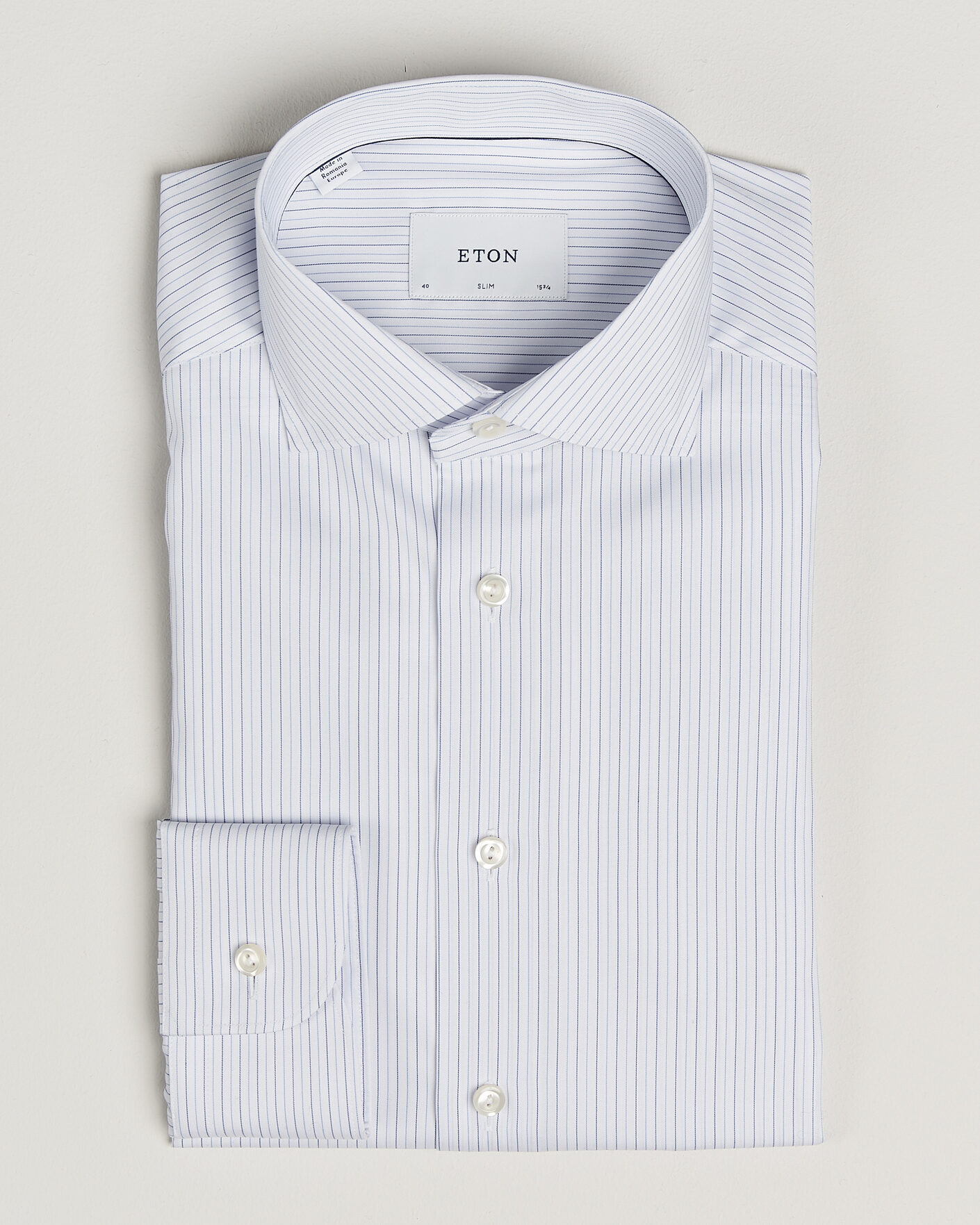 Uomini | Camicie | Eton | Slim Fit Fine Twill Striped Shirt Light Blue