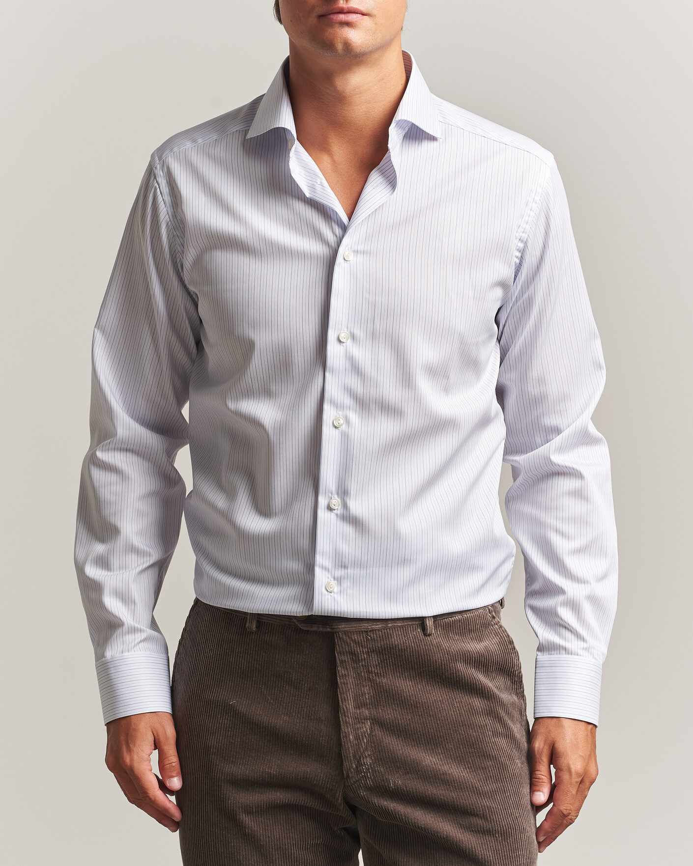 Uomini | Camicie | Eton | Slim Fit Fine Twill Striped Shirt Light Blue