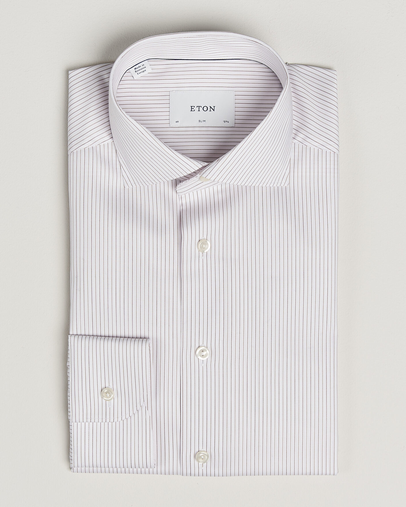 Uomini | Camicie | Eton | Slim Fit Fine Twill Striped Shirt Orange