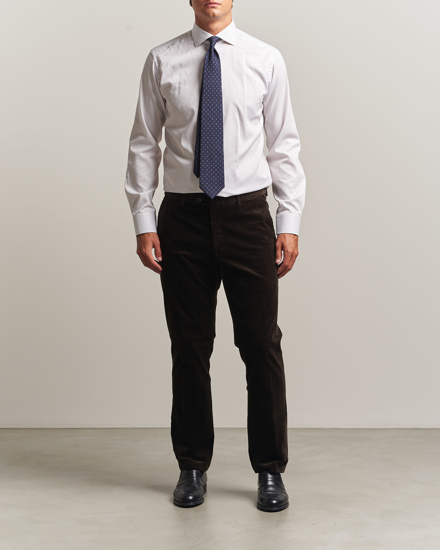 Uomini | Camicie | Eton | Slim Fit Fine Twill Striped Shirt Orange