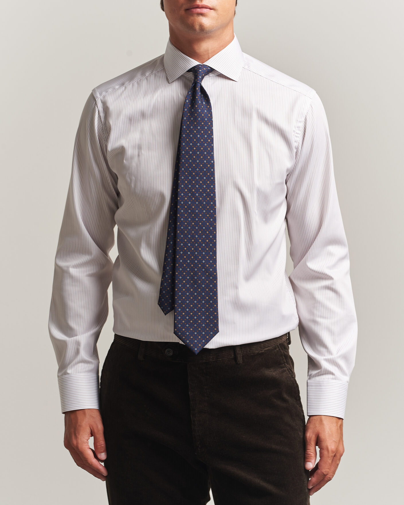 Uomini | Camicie | Eton | Slim Fit Fine Twill Striped Shirt Orange
