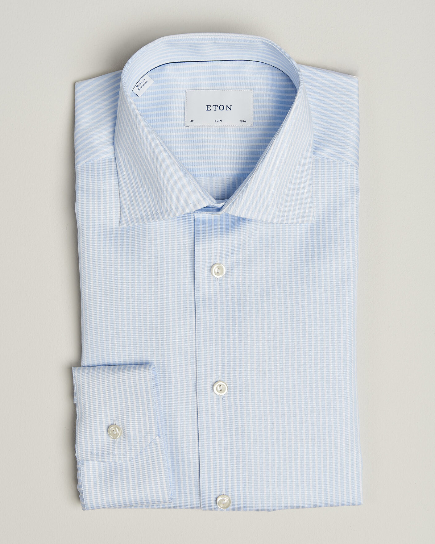 Uomini | Camicie | Eton | Slim Fit Signature Twill Striped Shirt Light Blue