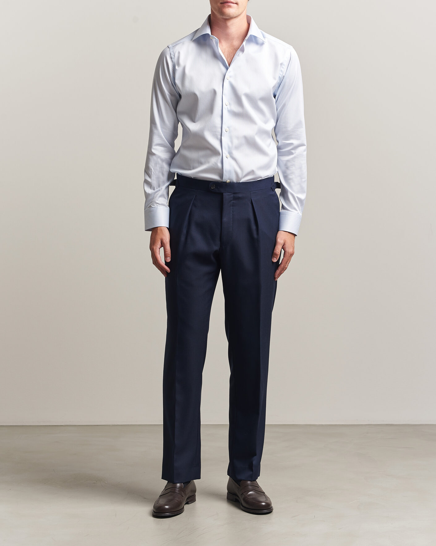 Uomini | Camicie | Eton | Slim Fit Signature Twill Striped Shirt Light Blue