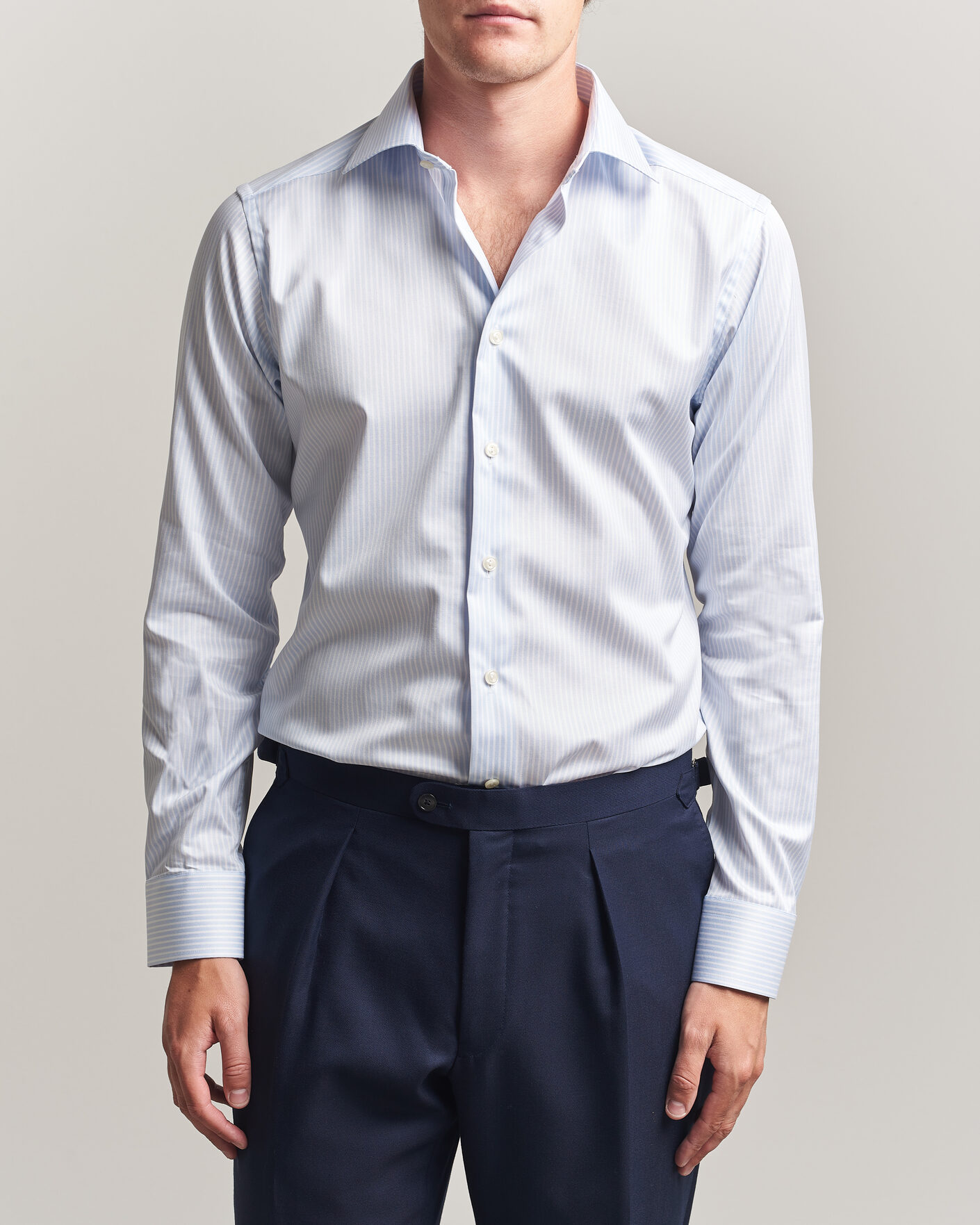 Uomini | Camicie | Eton | Slim Fit Signature Twill Striped Shirt Light Blue