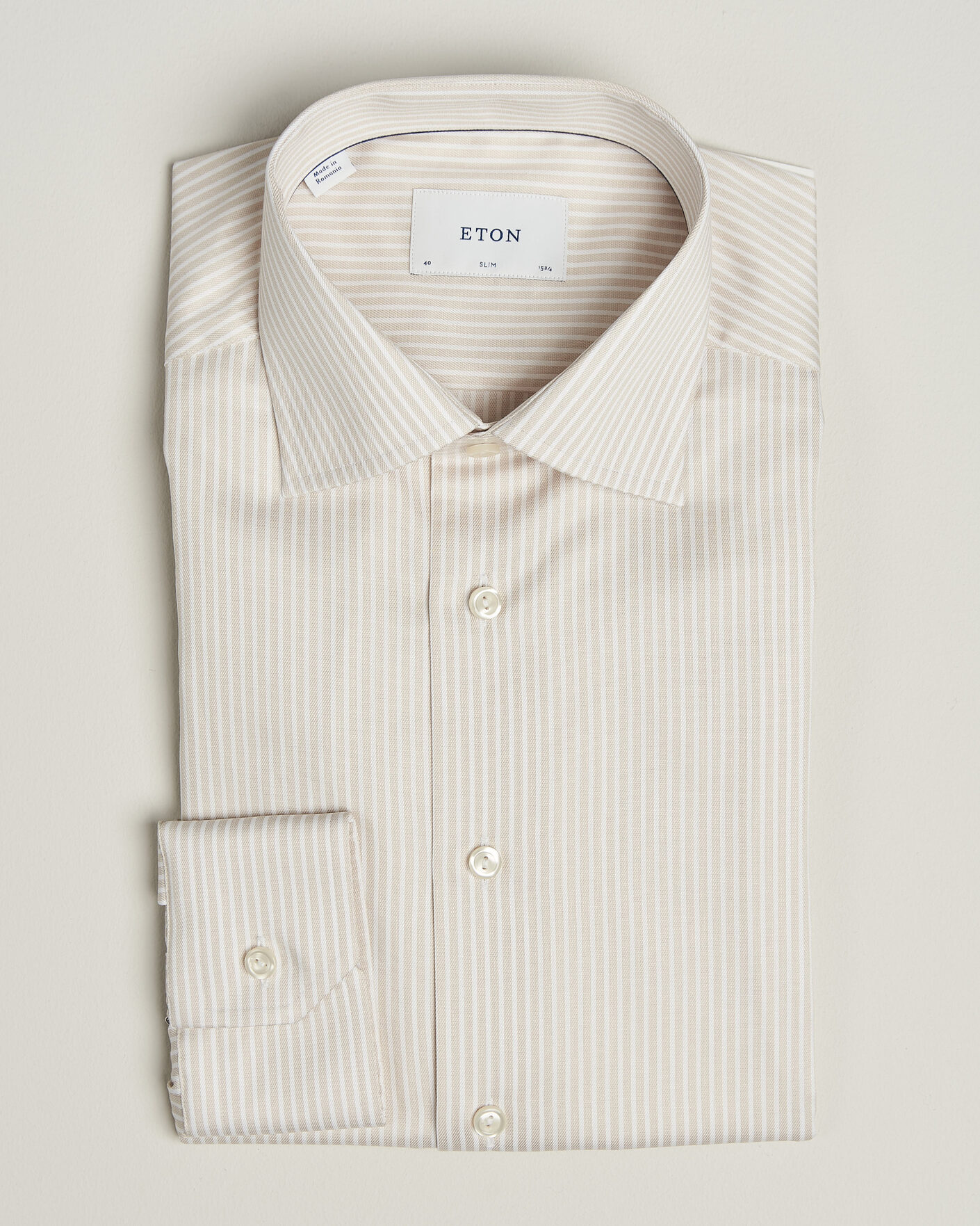 Uomini | Camicie | Eton | Slim Fit Signature Twill Striped Shirt Beige