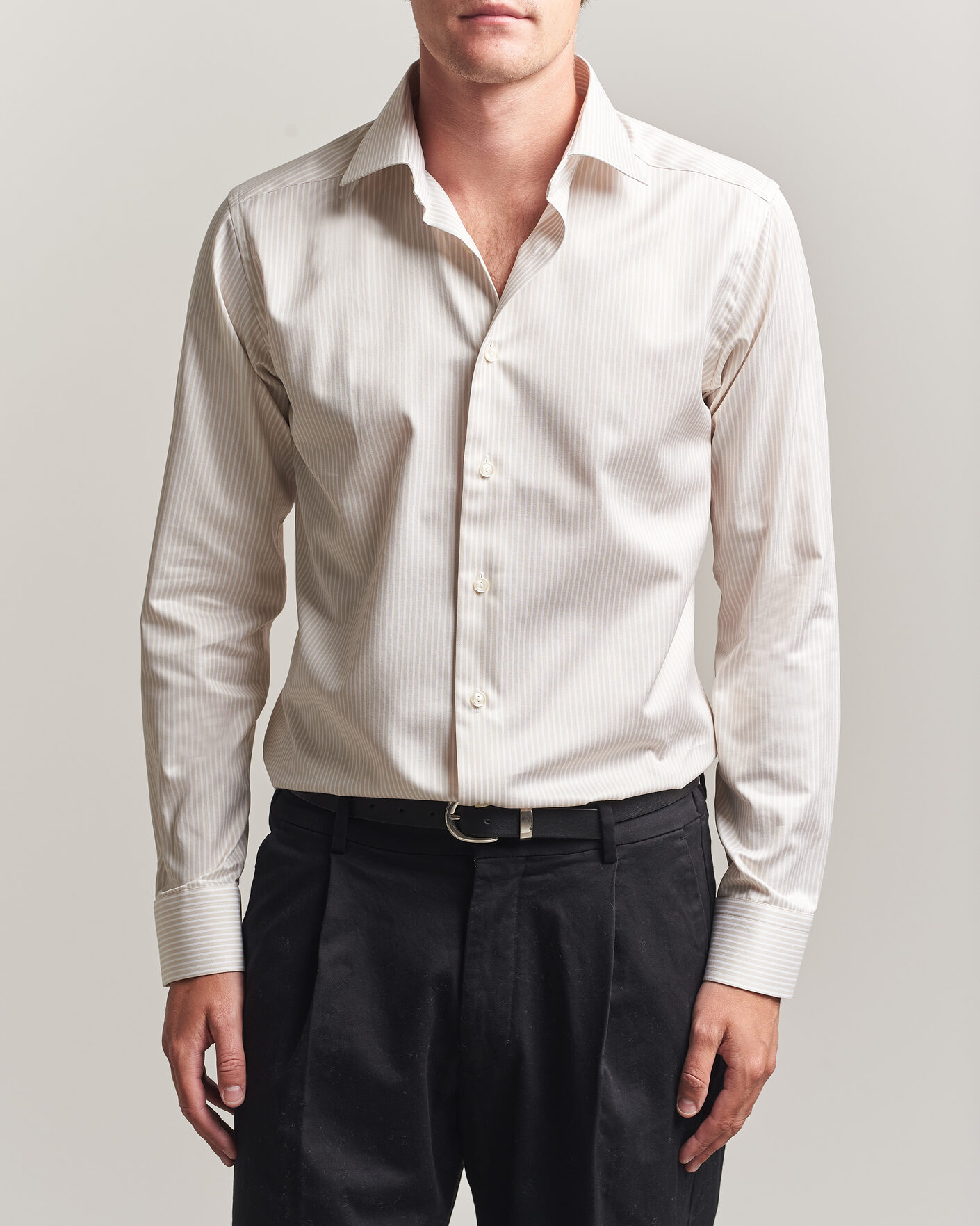 Uomini | Camicie | Eton | Slim Fit Signature Twill Striped Shirt Beige
