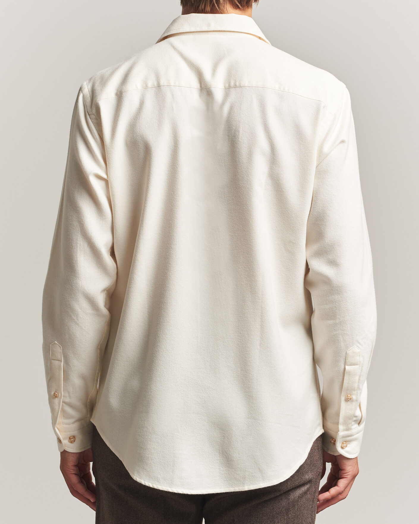 Uomini | Camicie | Eton | Casual Fit One Piece Collar Flannel Shirt Off White