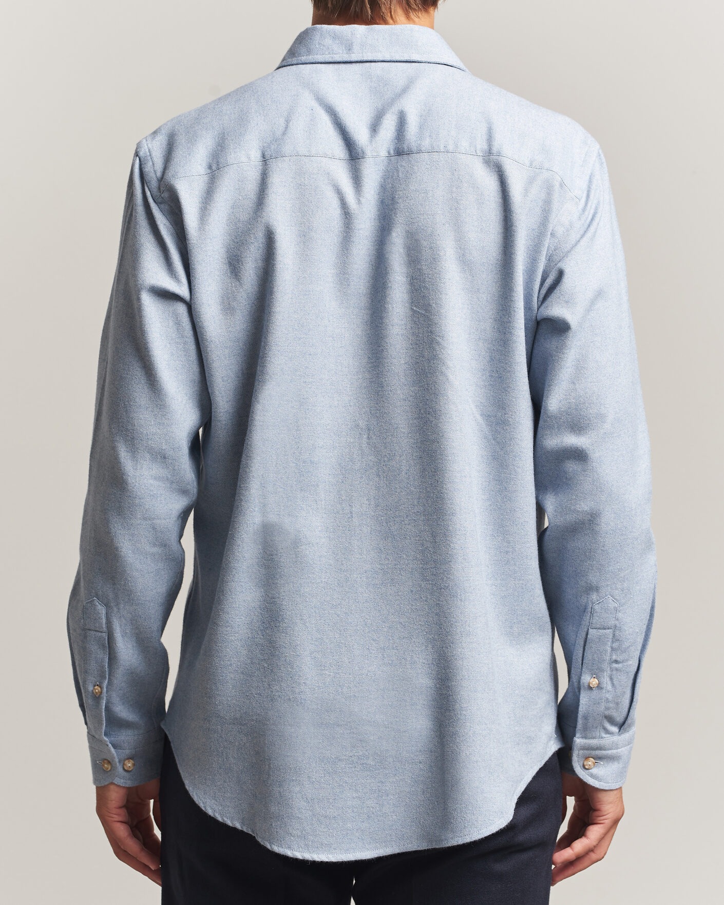 Uomini | Camicie | Eton | Casual Fit One Piece Collar Flannel Shirt Light Blue