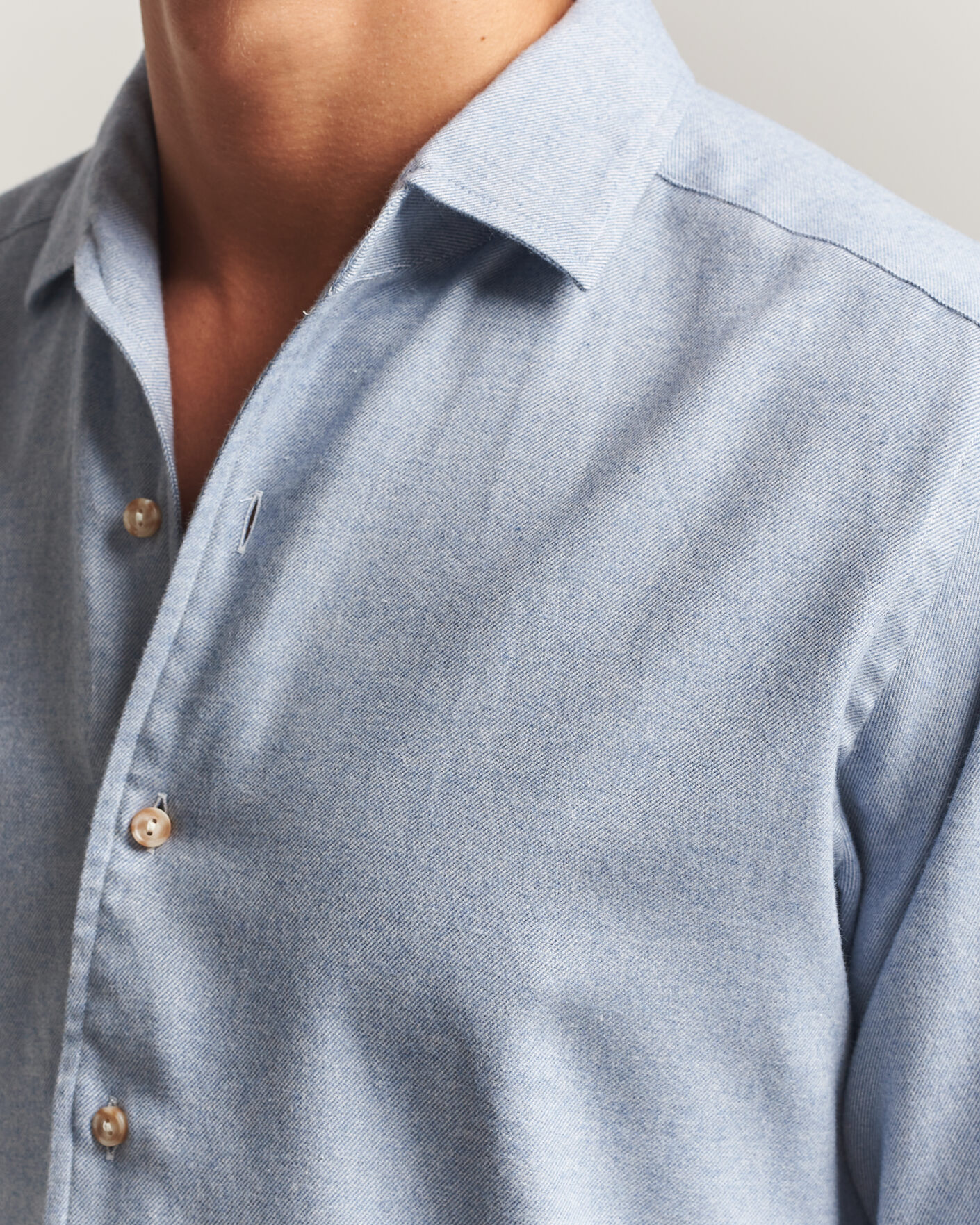 Uomini | Camicie | Eton | Casual Fit One Piece Collar Flannel Shirt Light Blue