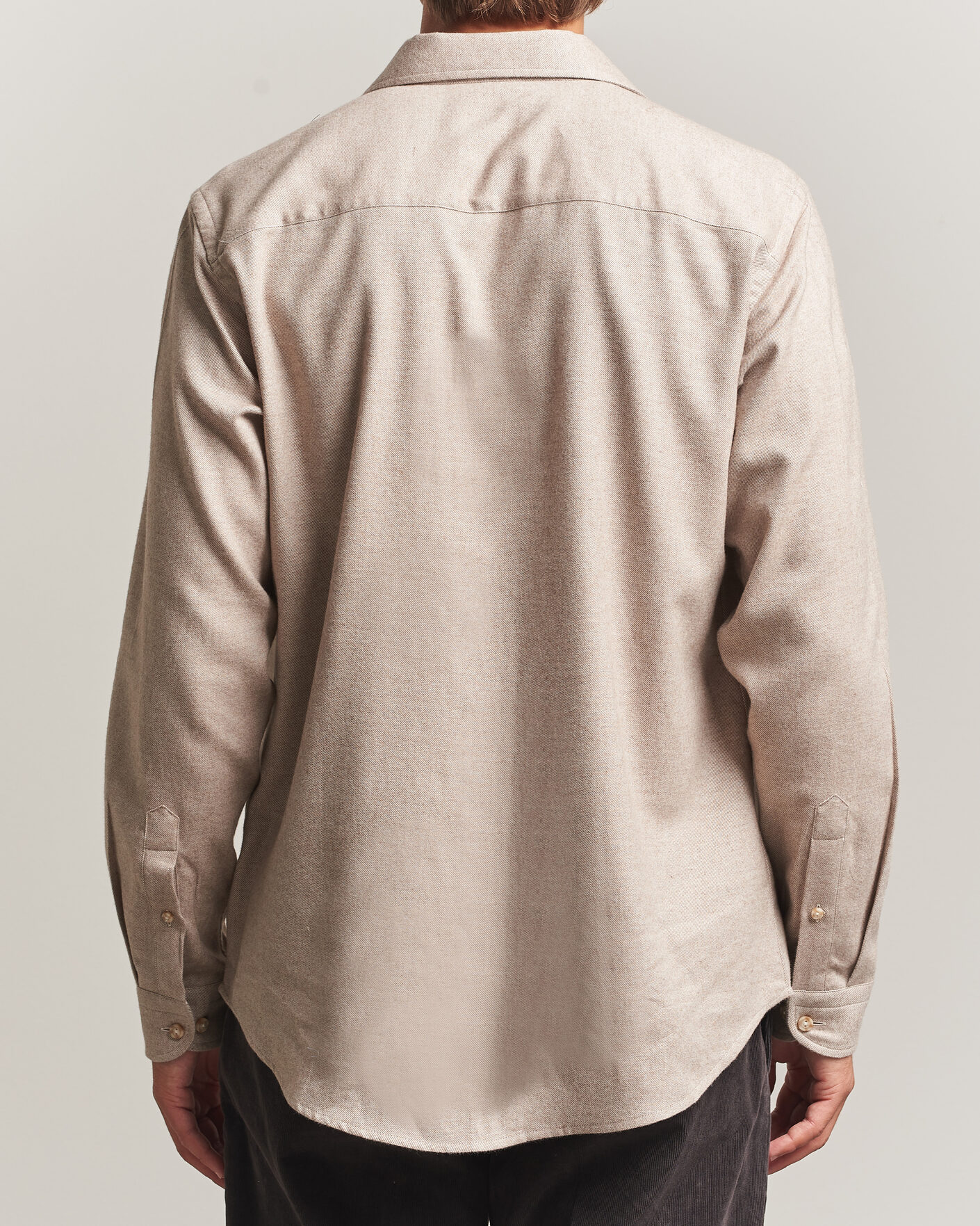 Uomini | Camicie | Eton | Casual Fit One Piece Collar Flannel Shirt Beige