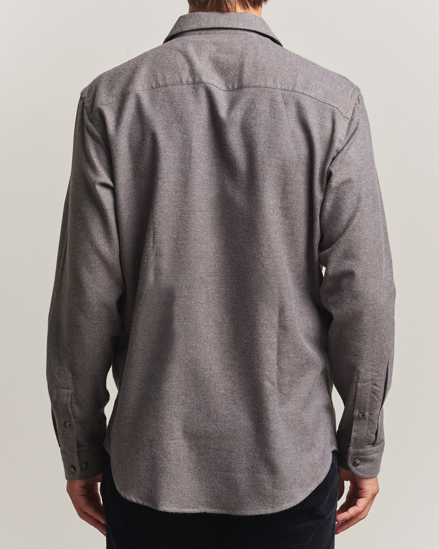 Uomini | Camicie | Eton | Casual Fit One Piece Collar Flannel Shirt Dark Brown