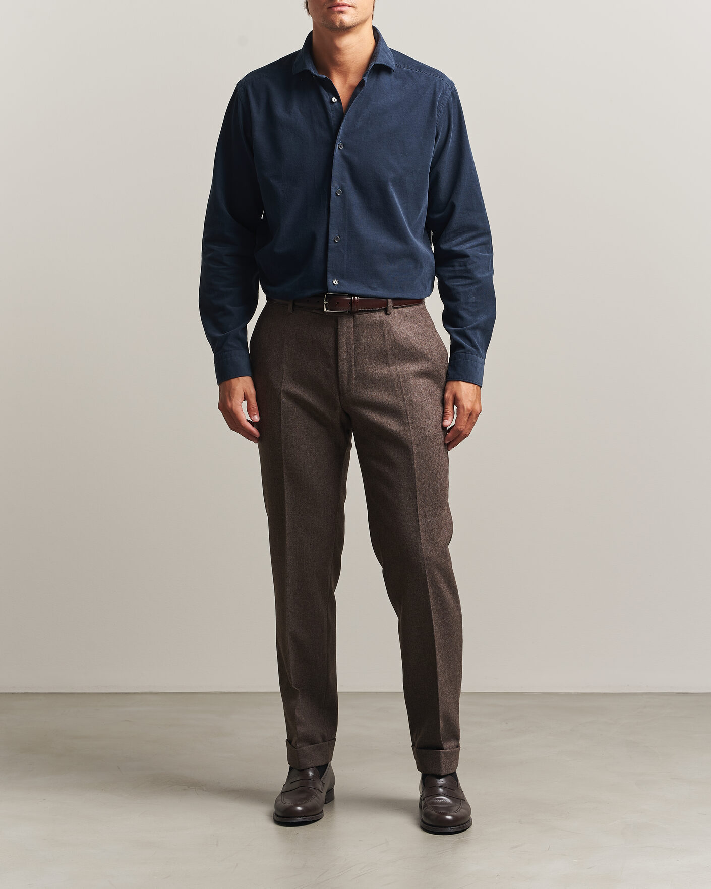 Uomini | Camicie | Eton | Casual Fit Corduroy Shirt Navy Blue