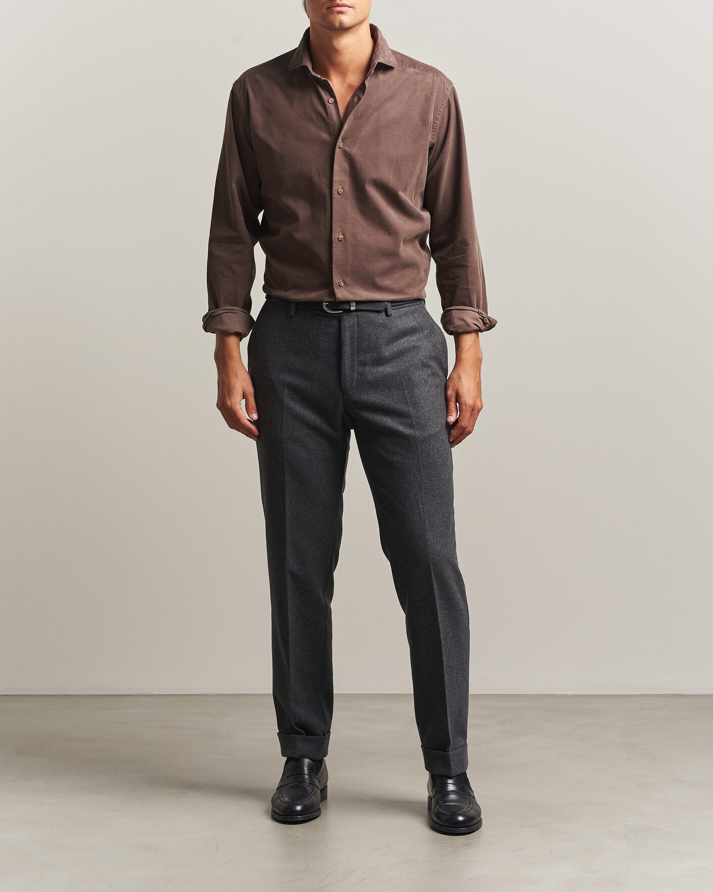 Uomini | Camicie | Eton | Casual Fit Corduroy Shirt Dark Brown