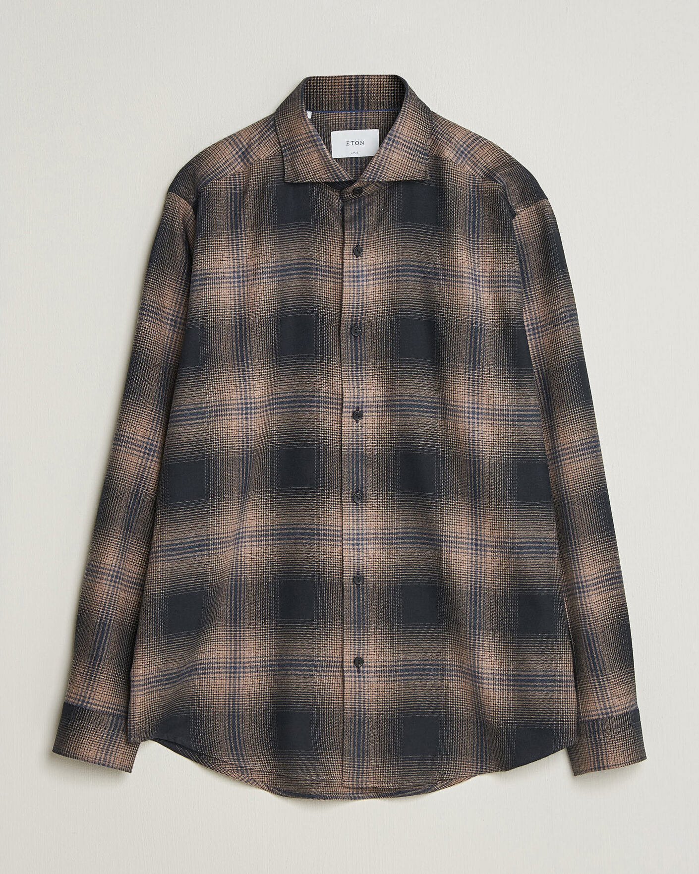 Uomini | Camicie | Eton | Casual Fit Checked Flannel Shirt Navy Blue
