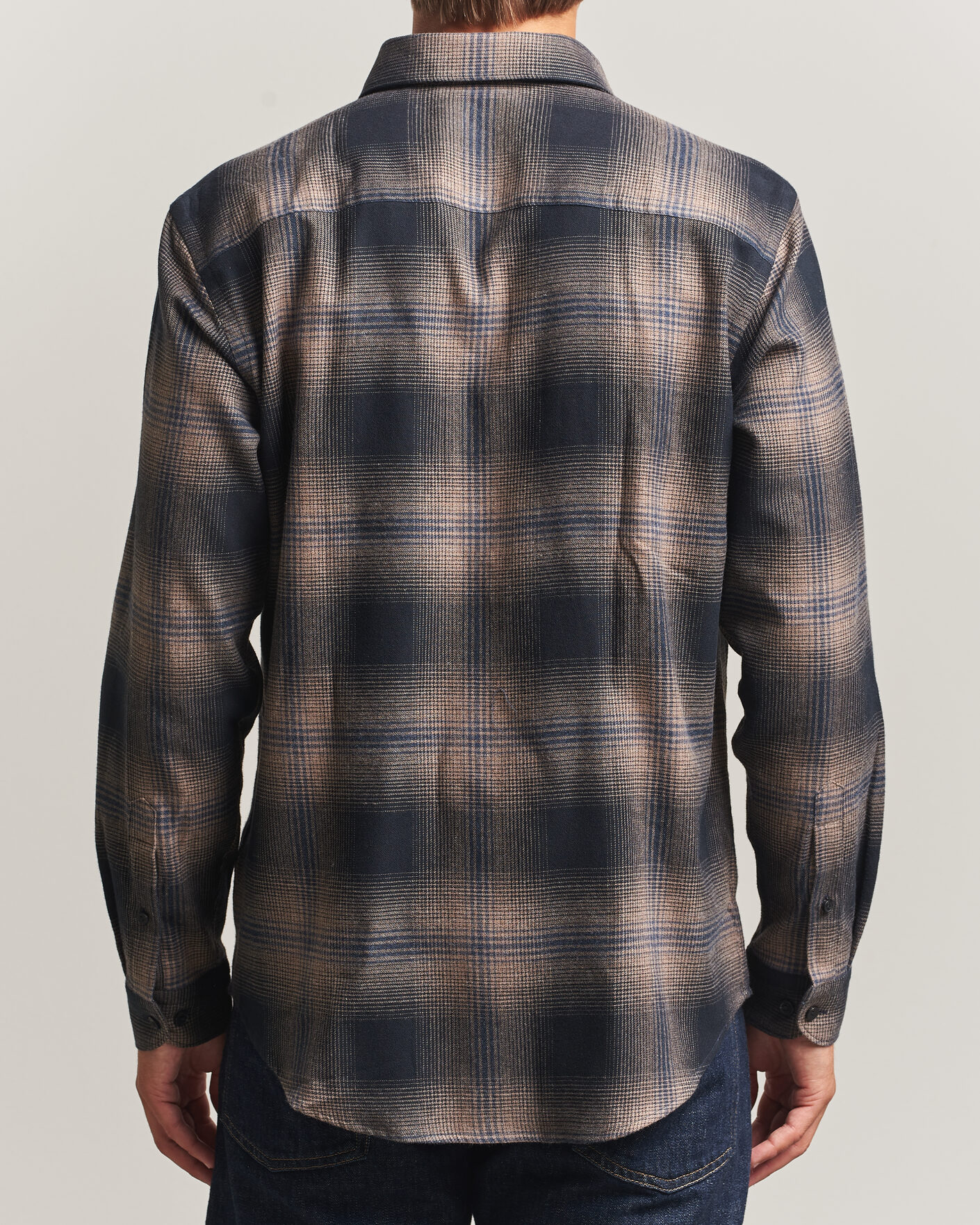 Uomini | Camicie | Eton | Casual Fit Checked Flannel Shirt Navy Blue