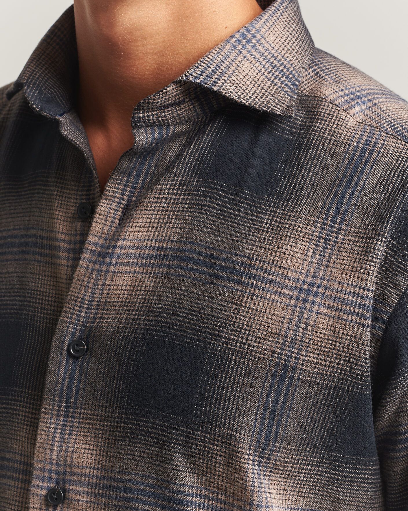Uomini | Camicie | Eton | Casual Fit Checked Flannel Shirt Navy Blue