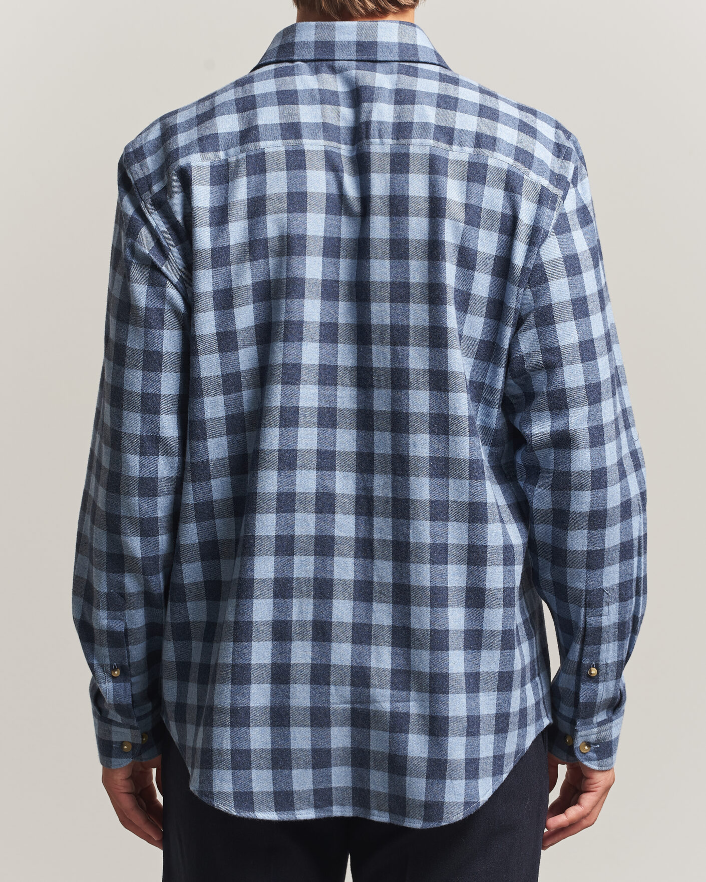 Uomini | Camicie | Eton | Casual Fit Checked Flannel Shirt Mid Blue