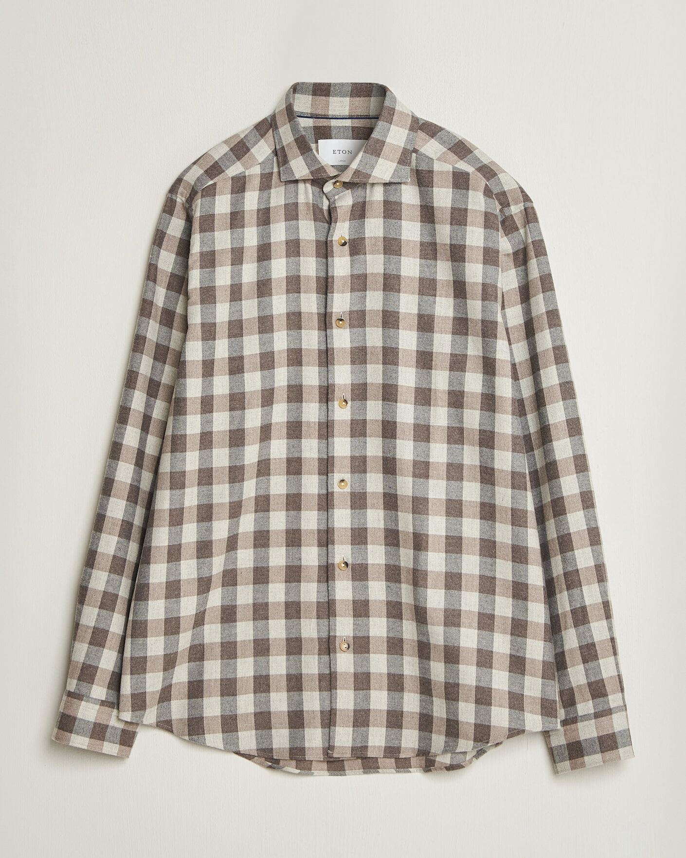 Uomini | Camicie | Eton | Casual Fit Checked Flannel Shirt Beige