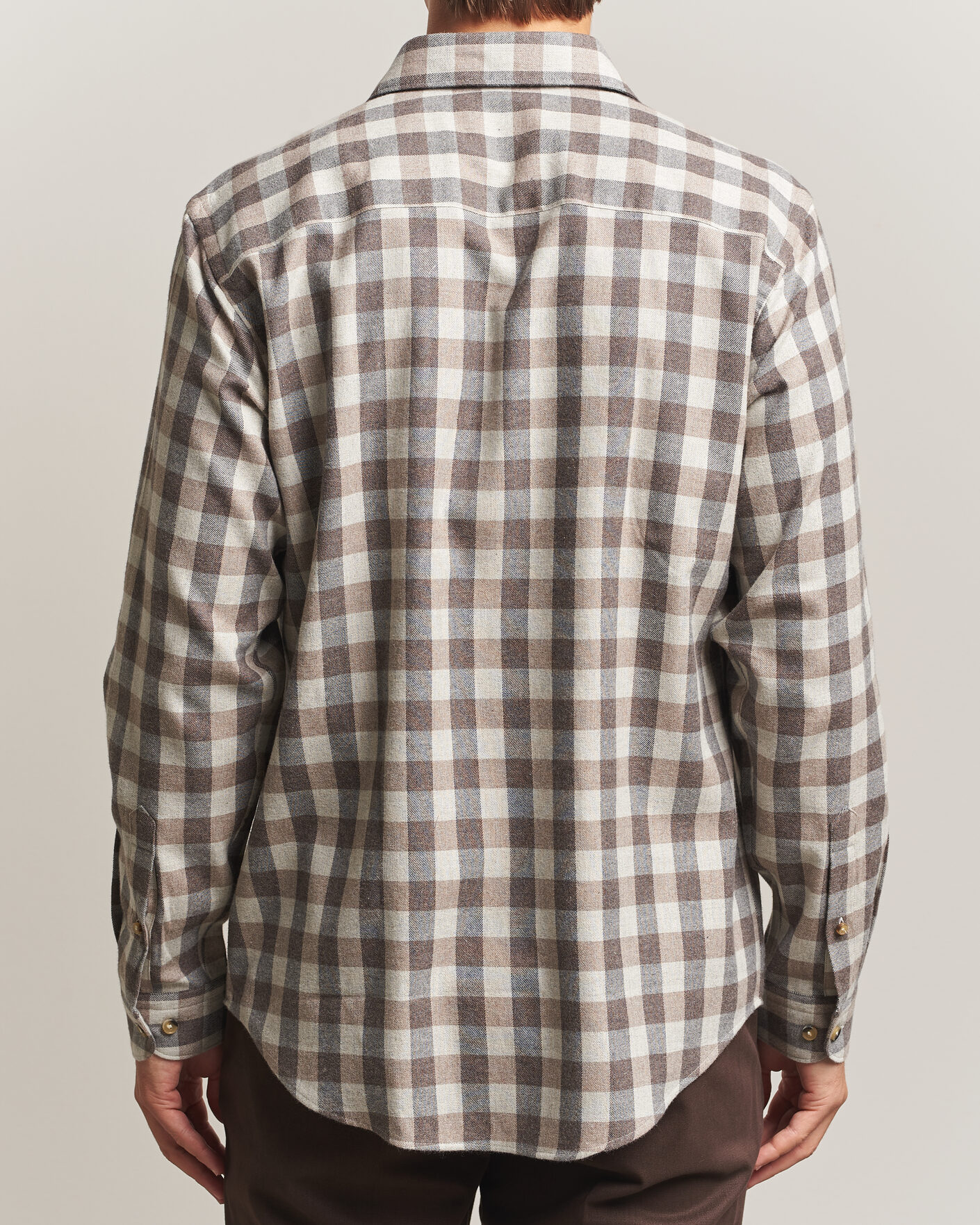 Uomini | Camicie | Eton | Casual Fit Checked Flannel Shirt Beige