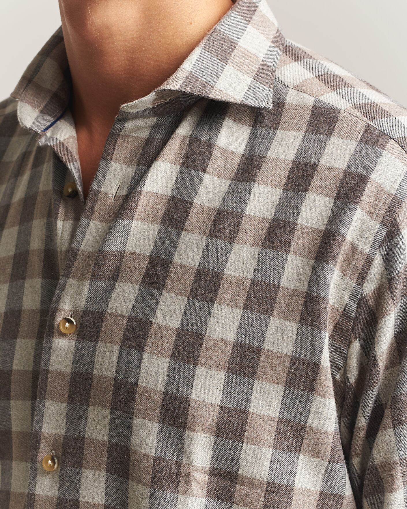 Uomini | Camicie | Eton | Casual Fit Checked Flannel Shirt Beige