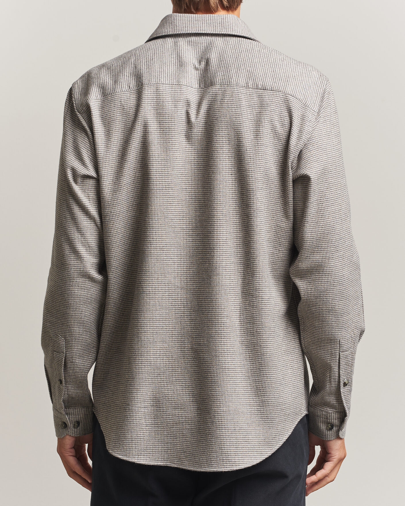 Uomini | Camicie | Eton | Casual Fit Houndstooth Flannel Shirt Mid Grey