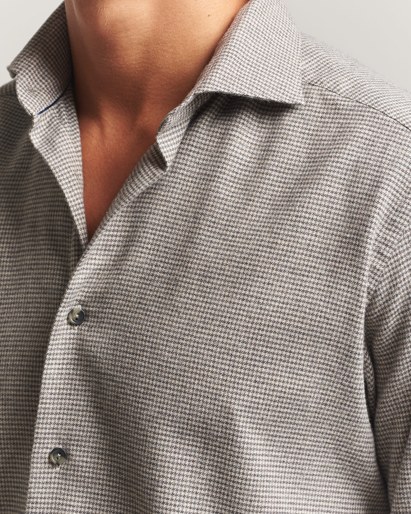 Uomini | Camicie | Eton | Casual Fit Houndstooth Flannel Shirt Mid Grey