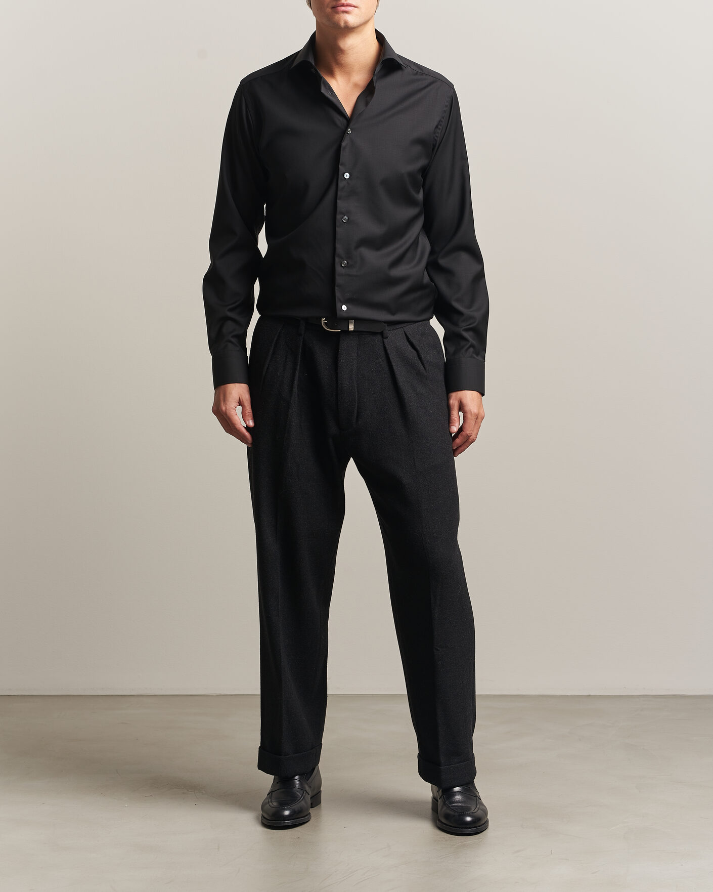 Uomini | Camicie | Eton | Slim Fit Merino Shirt Black