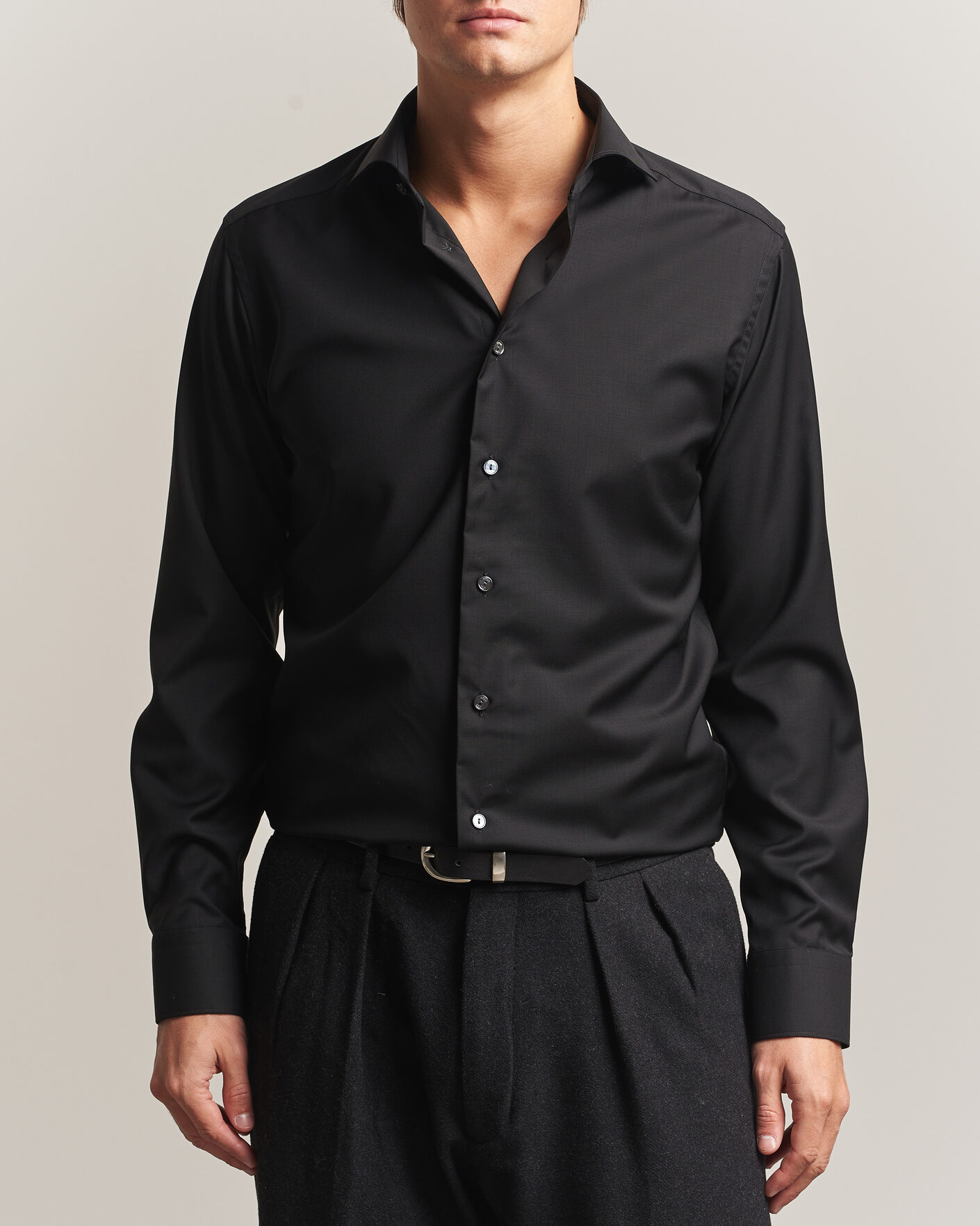 Uomini | Camicie | Eton | Slim Fit Merino Shirt Black