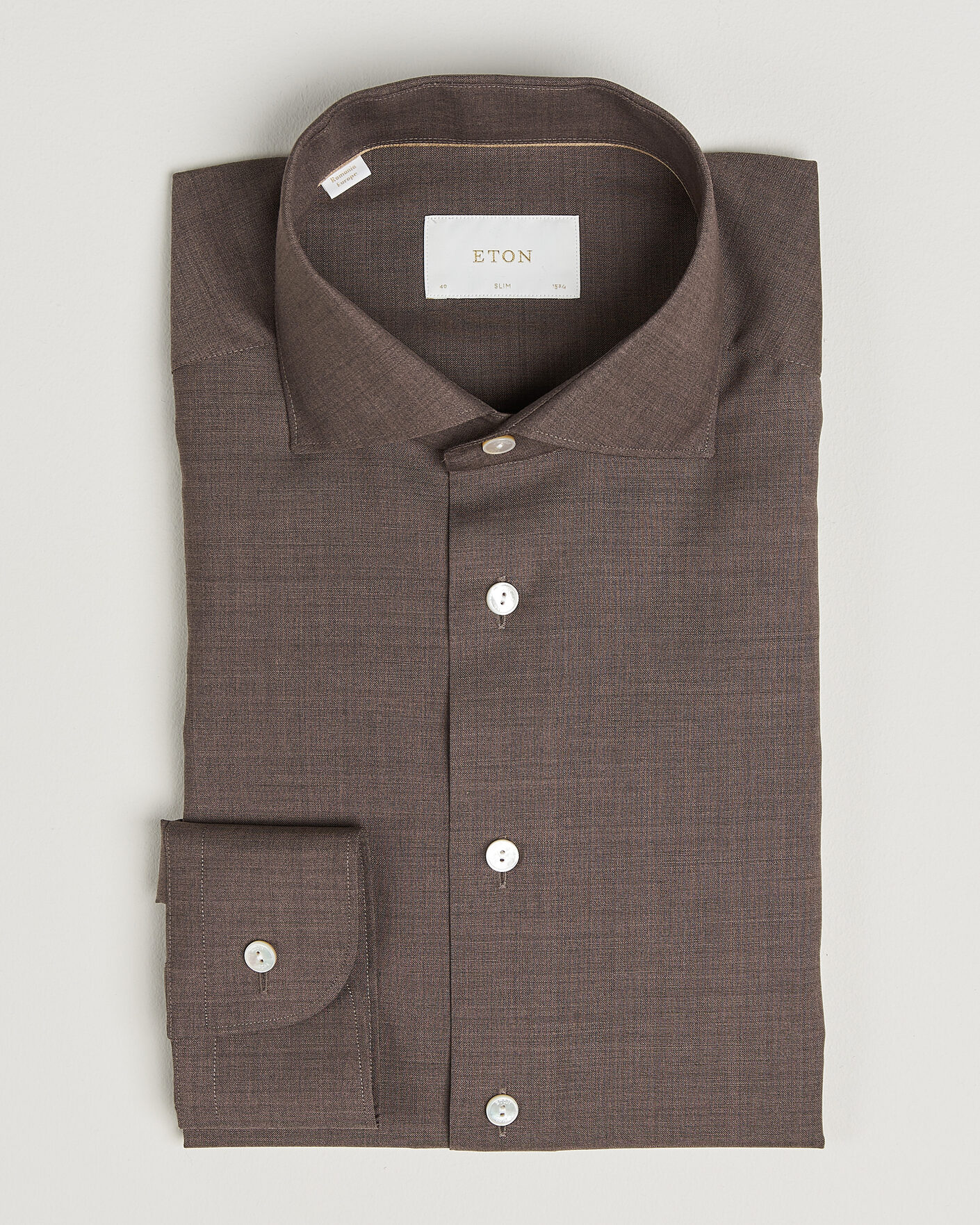 Uomini | Camicie | Eton | Slim Fit Merino Shirt Brown