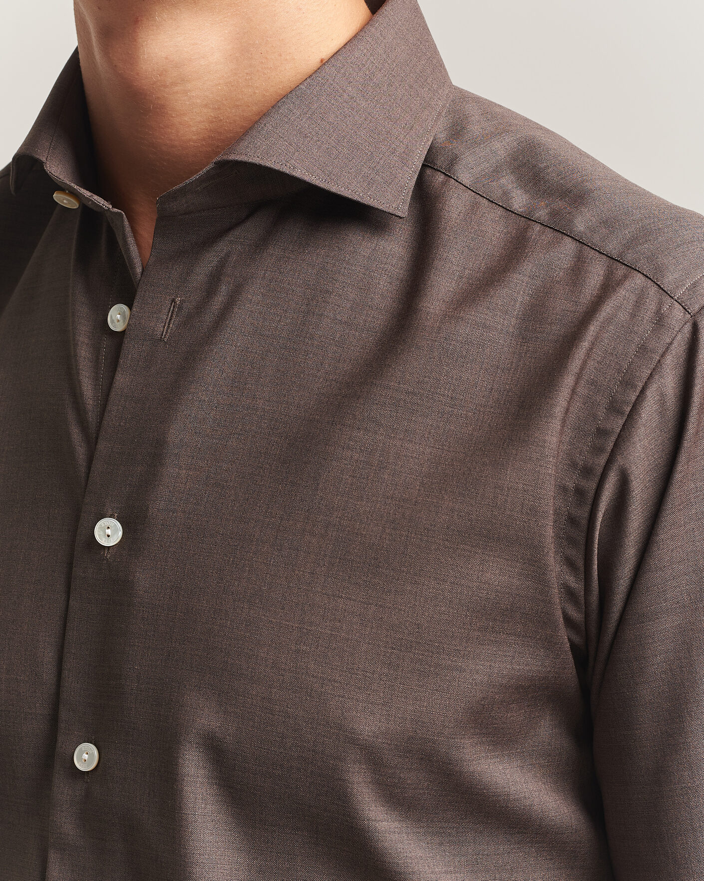 Uomini | Camicie | Eton | Slim Fit Merino Shirt Brown