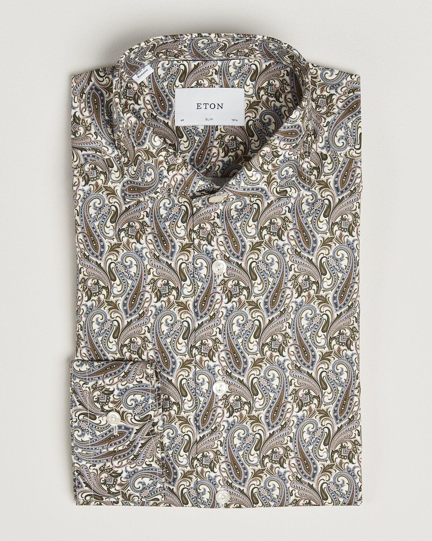 Uomini | Camicie | Eton | Slim Fit Signature Twill Printed Shirt Green Multi