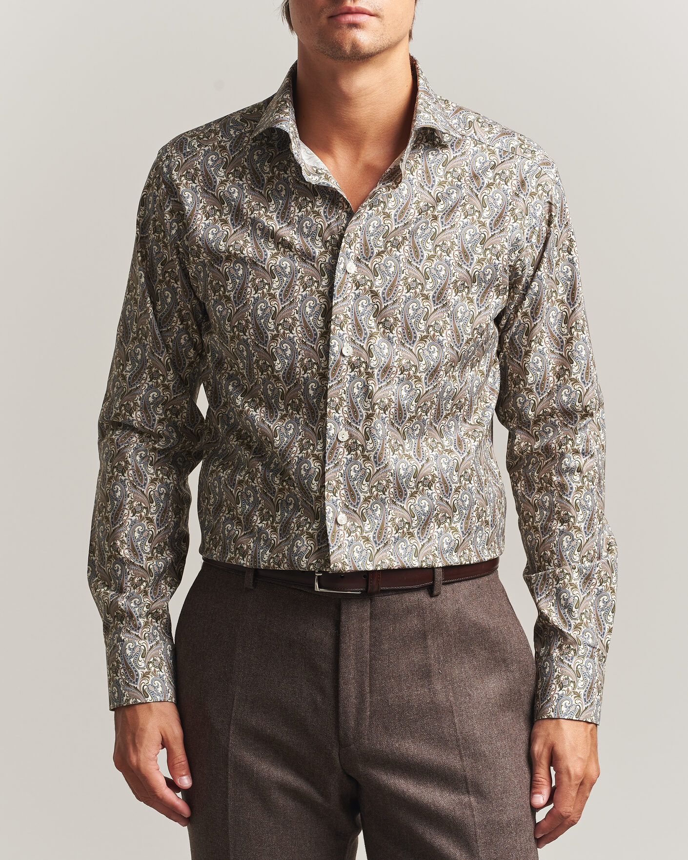 Uomini | Camicie | Eton | Slim Fit Signature Twill Printed Shirt Green Multi