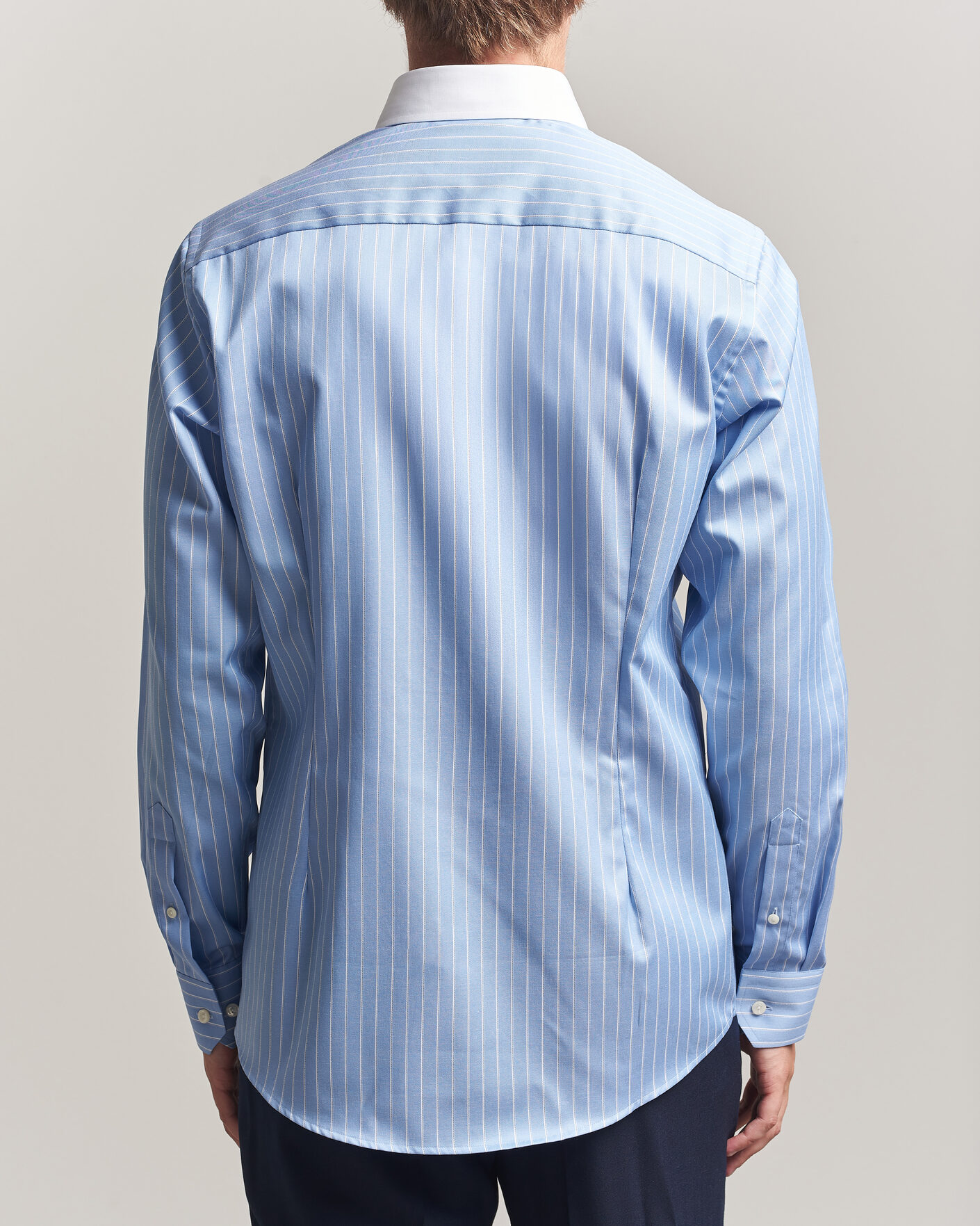 Uomini | Camicie | Eton | Slim Fit Signature Twill Striped Shirt Mid Blue