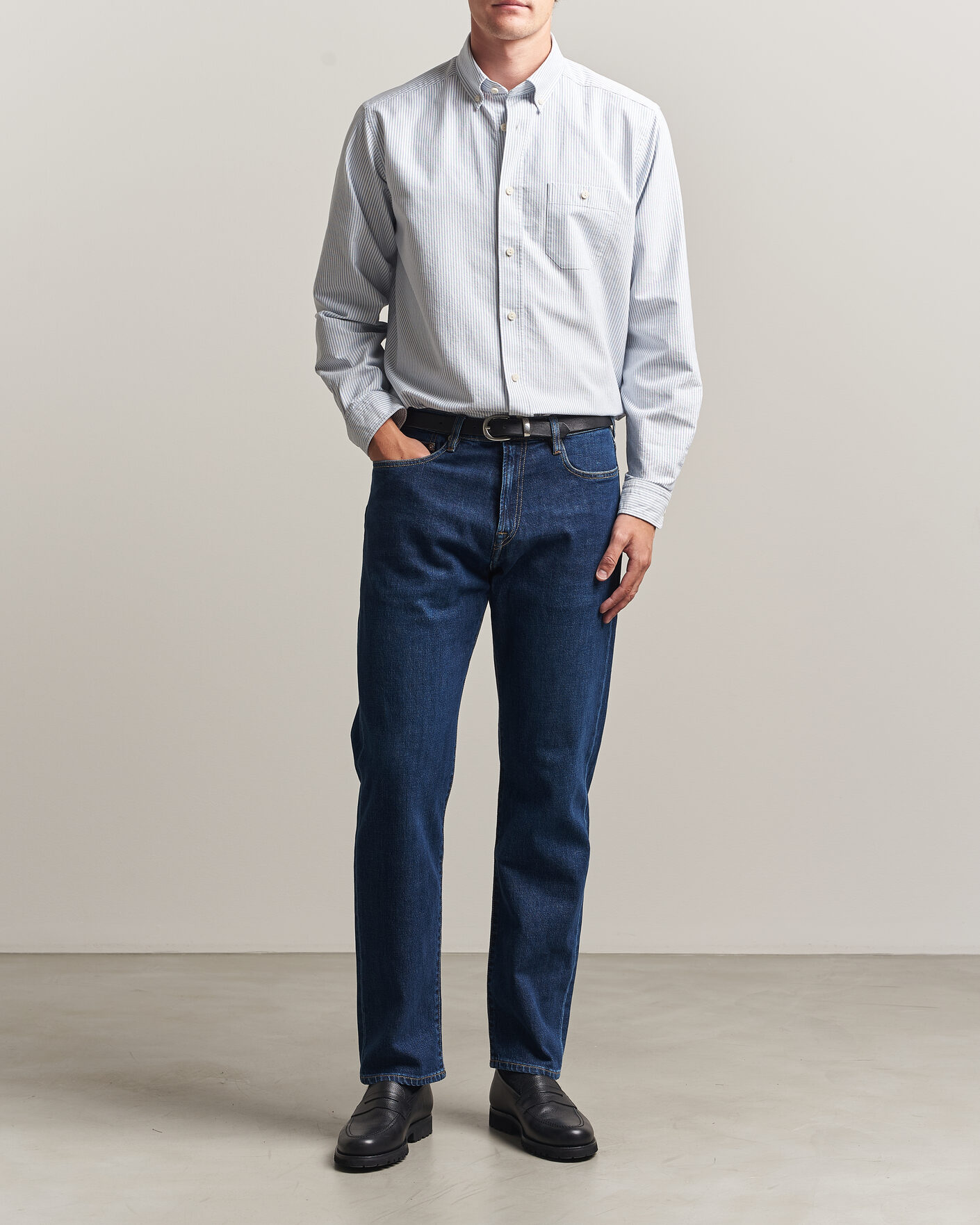 Uomini | Camicie | Eton | Regular Fit Ivy Oxford Striped Shirt Mid Blue