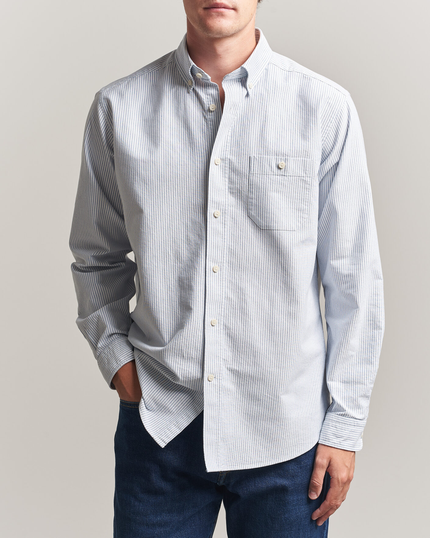 Uomini | Camicie | Eton | Regular Fit Ivy Oxford Striped Shirt Mid Blue