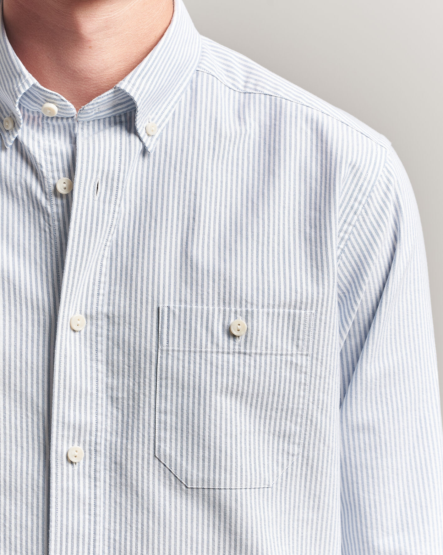 Uomini | Camicie | Eton | Regular Fit Ivy Oxford Striped Shirt Mid Blue