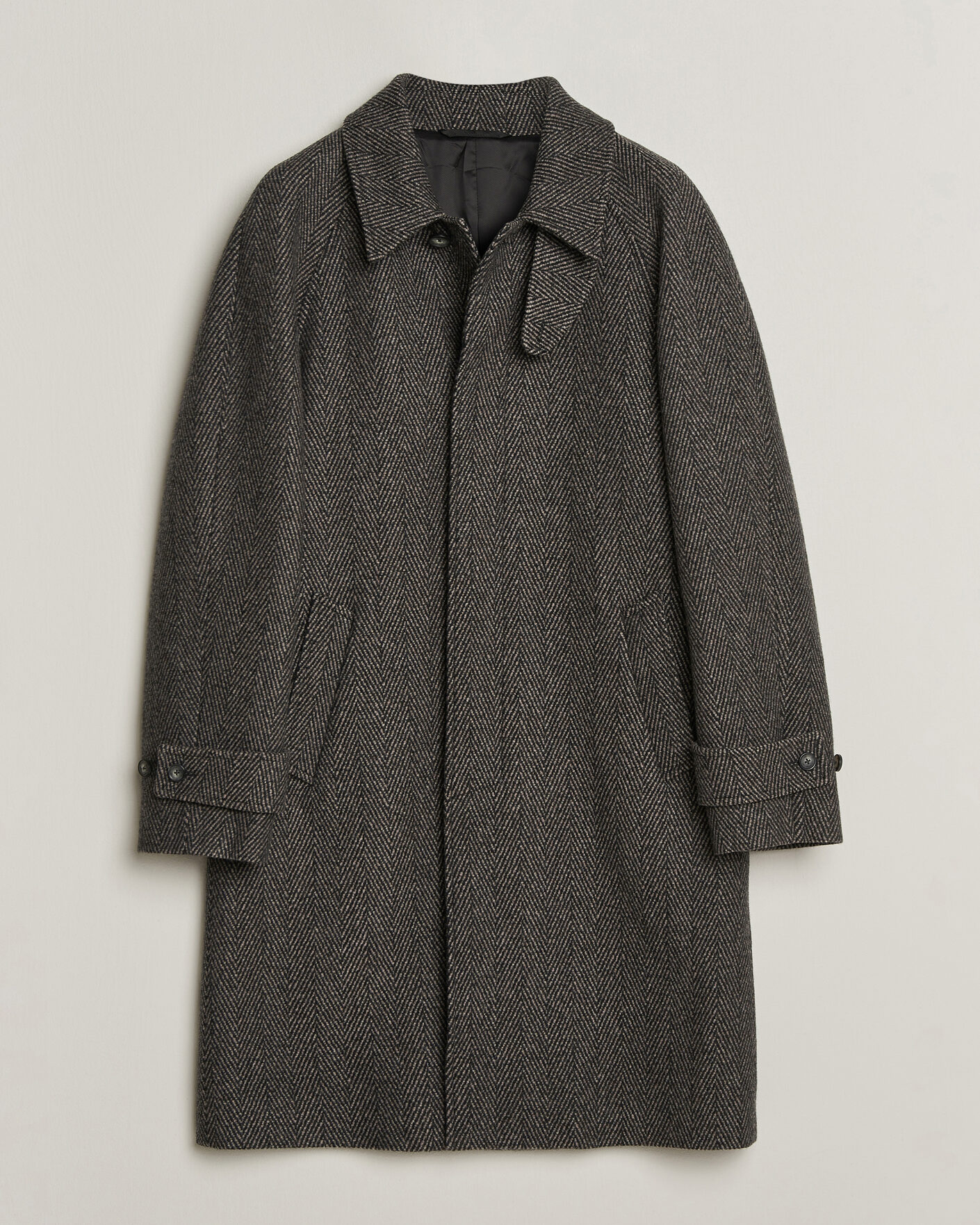 Uomini | Giacche | Eton | Wool/Cashmere Herringbone Raglan Coat Dark Brown