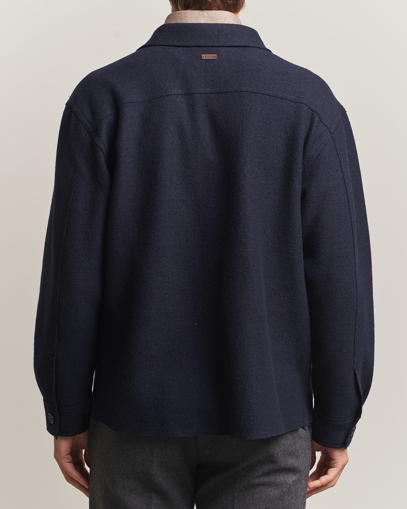 Uomini | Giacche | Eton | Boiled Wool Shirt Jacket Navy Blue