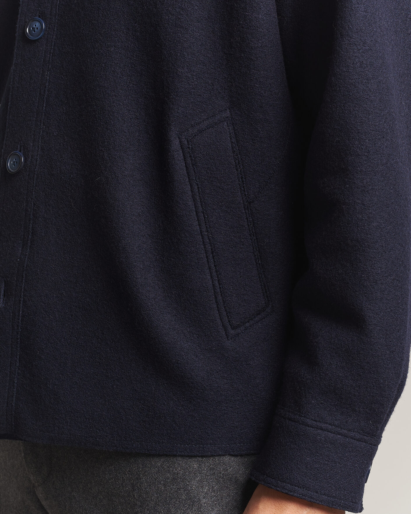 Uomini | Giacche | Eton | Boiled Wool Shirt Jacket Navy Blue