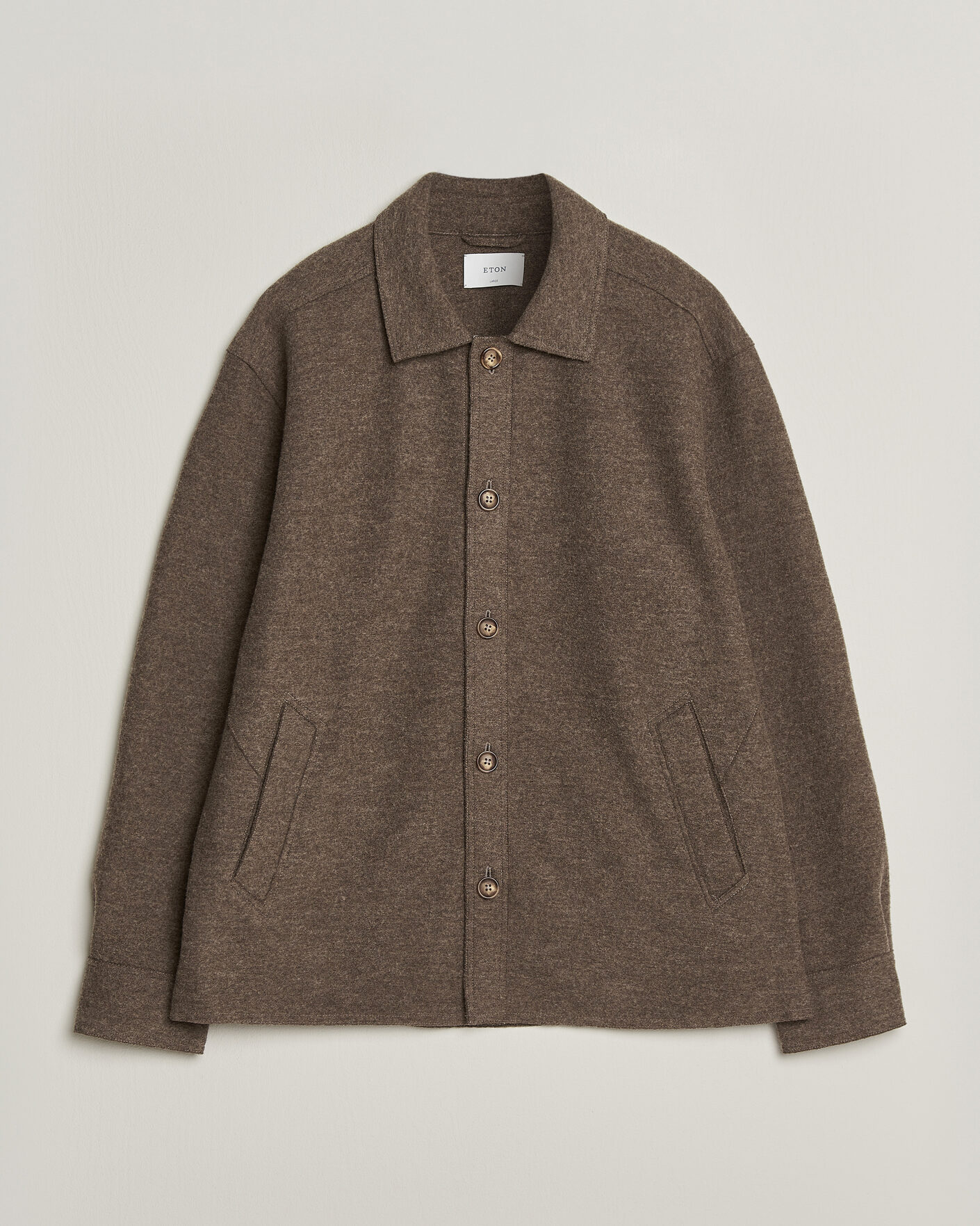 Uomini | Giacche | Eton | Boiled Wool Shirt Jacket Brown
