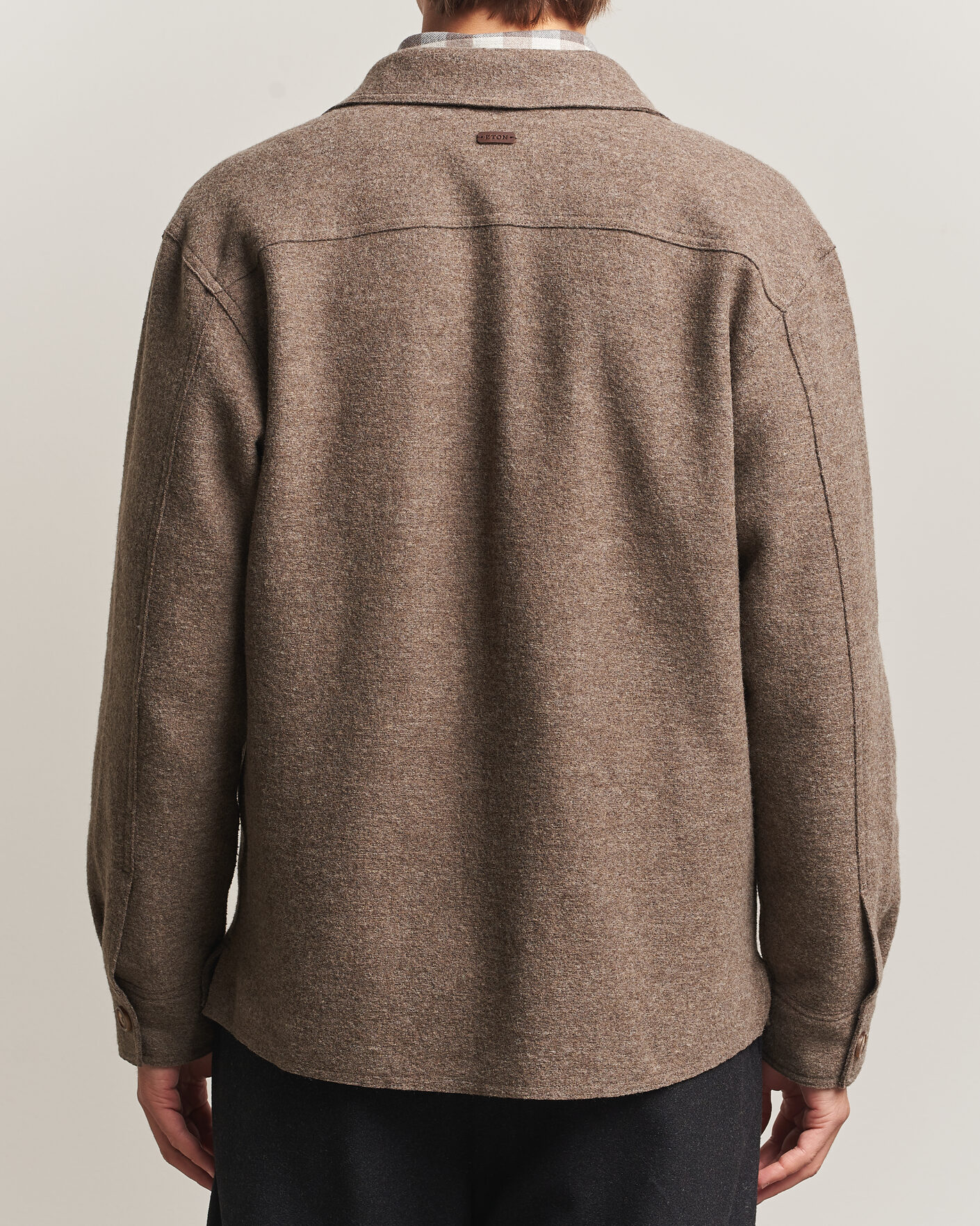 Uomini | Giacche | Eton | Boiled Wool Shirt Jacket Brown