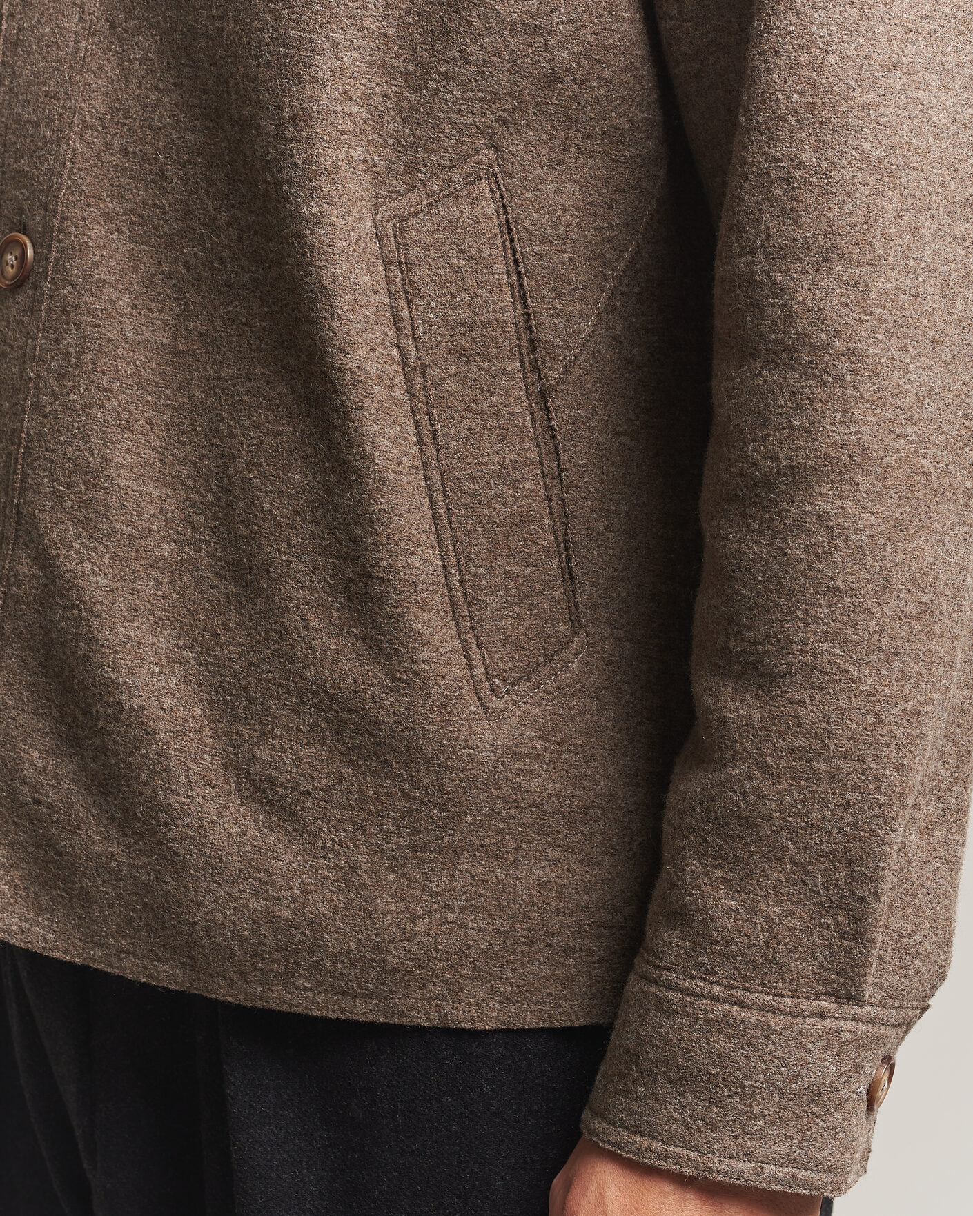 Uomini | Giacche | Eton | Boiled Wool Shirt Jacket Brown