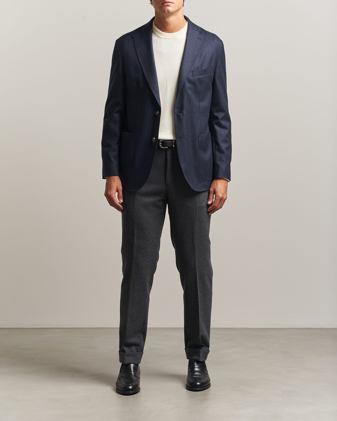Uomini | Blazers | Eton | Wool Flannel Soft Jacket Navy Blue